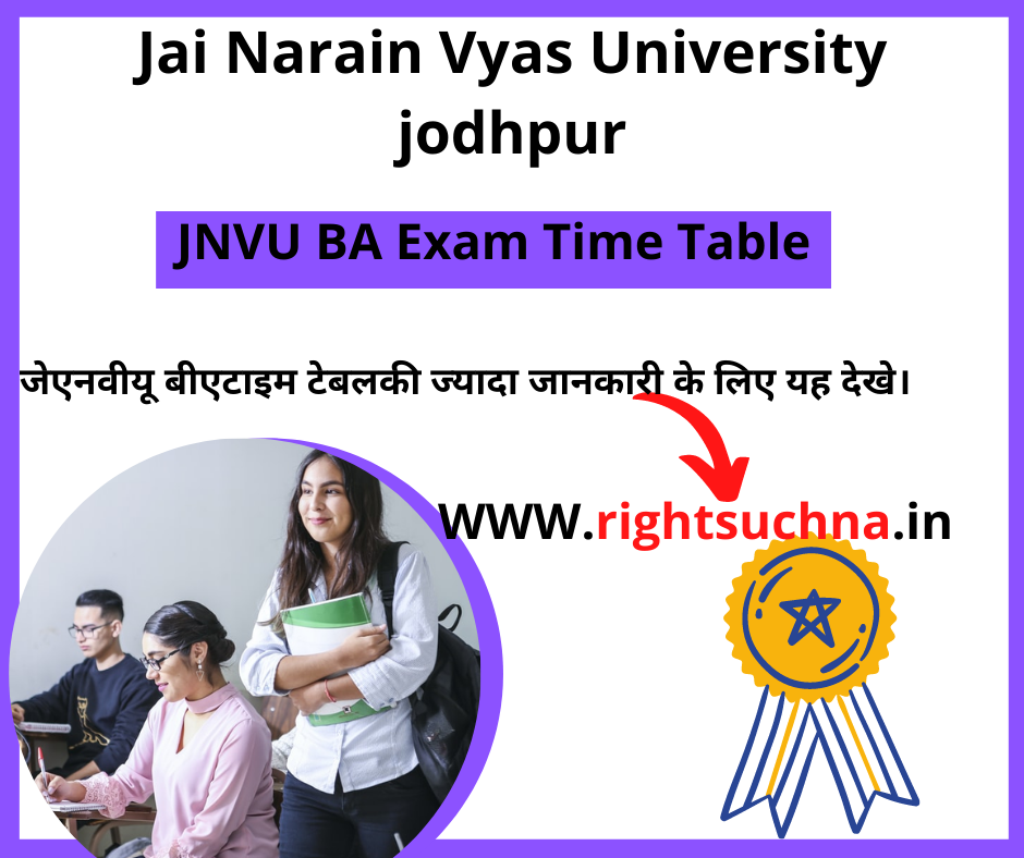 JNVU BA 1st Year Exam Time Table 2022