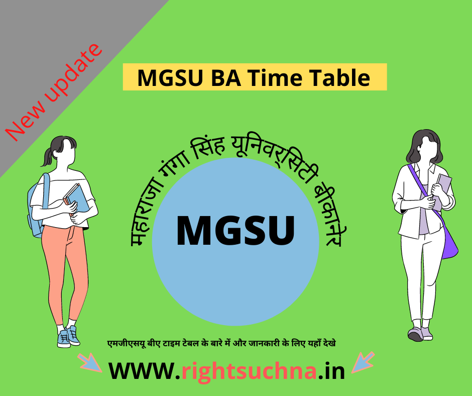 MGSU BA 1st Year Time Table 2023 