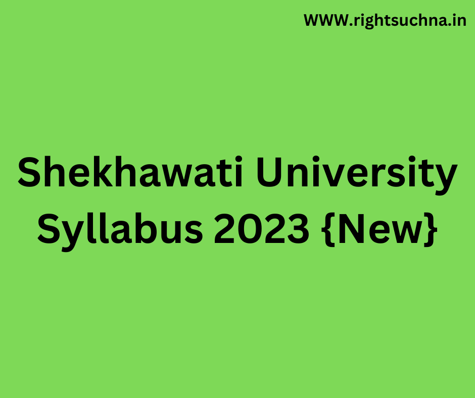 Shekhawati University Syllabus 2023