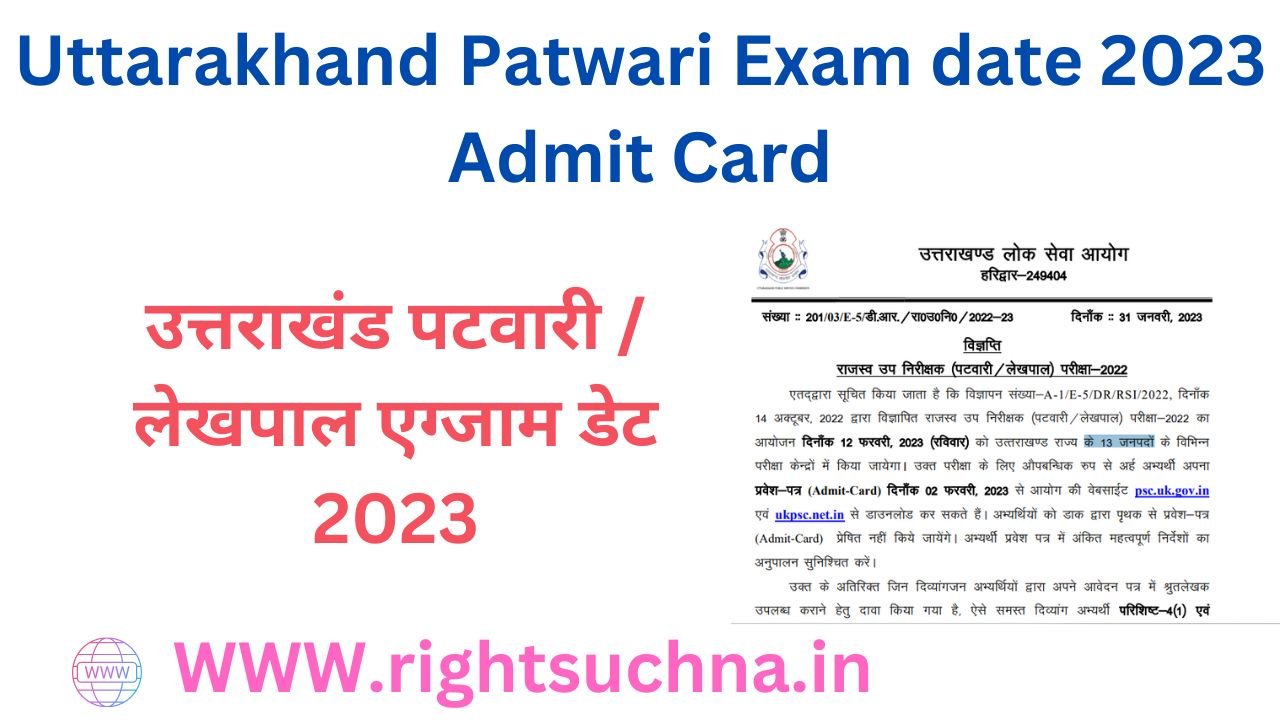 Uttarakhand Patwari Exam date 2023