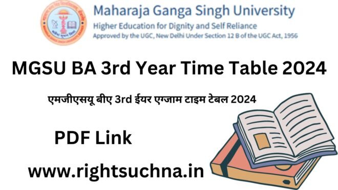 MGSU BA 3rd Year Time Table 2024