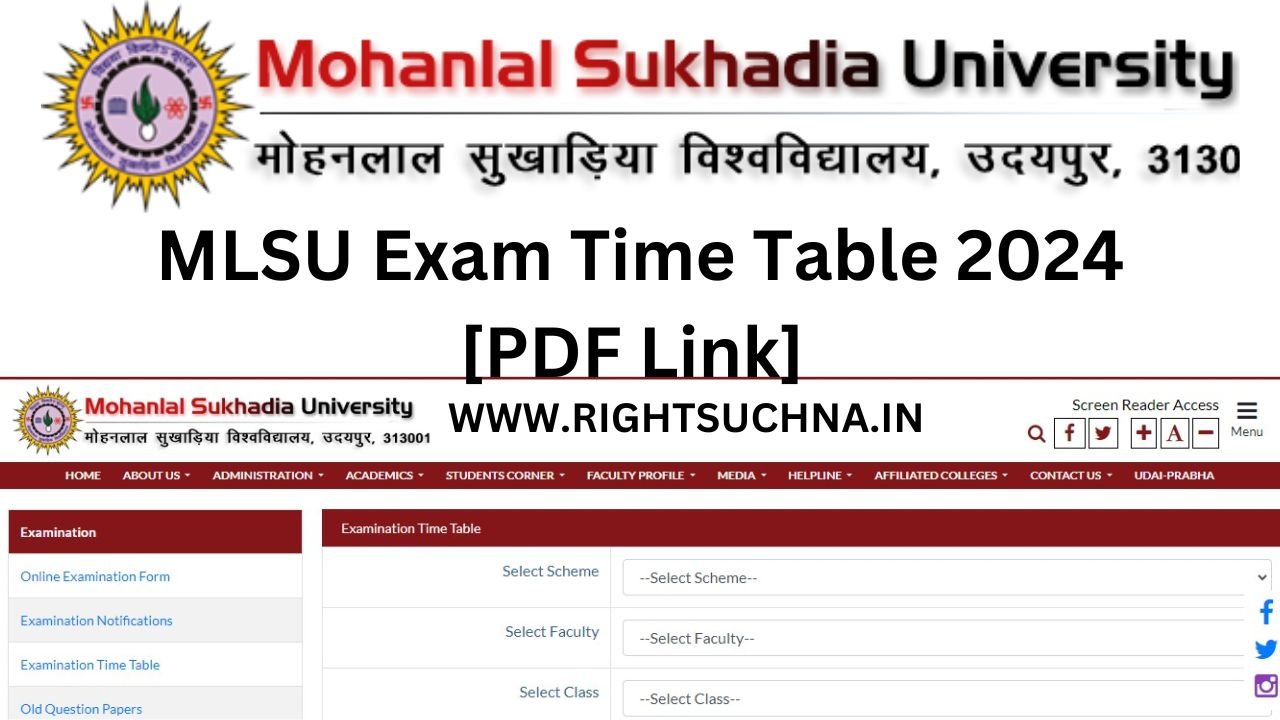 MLSU Exam Time Table 2024