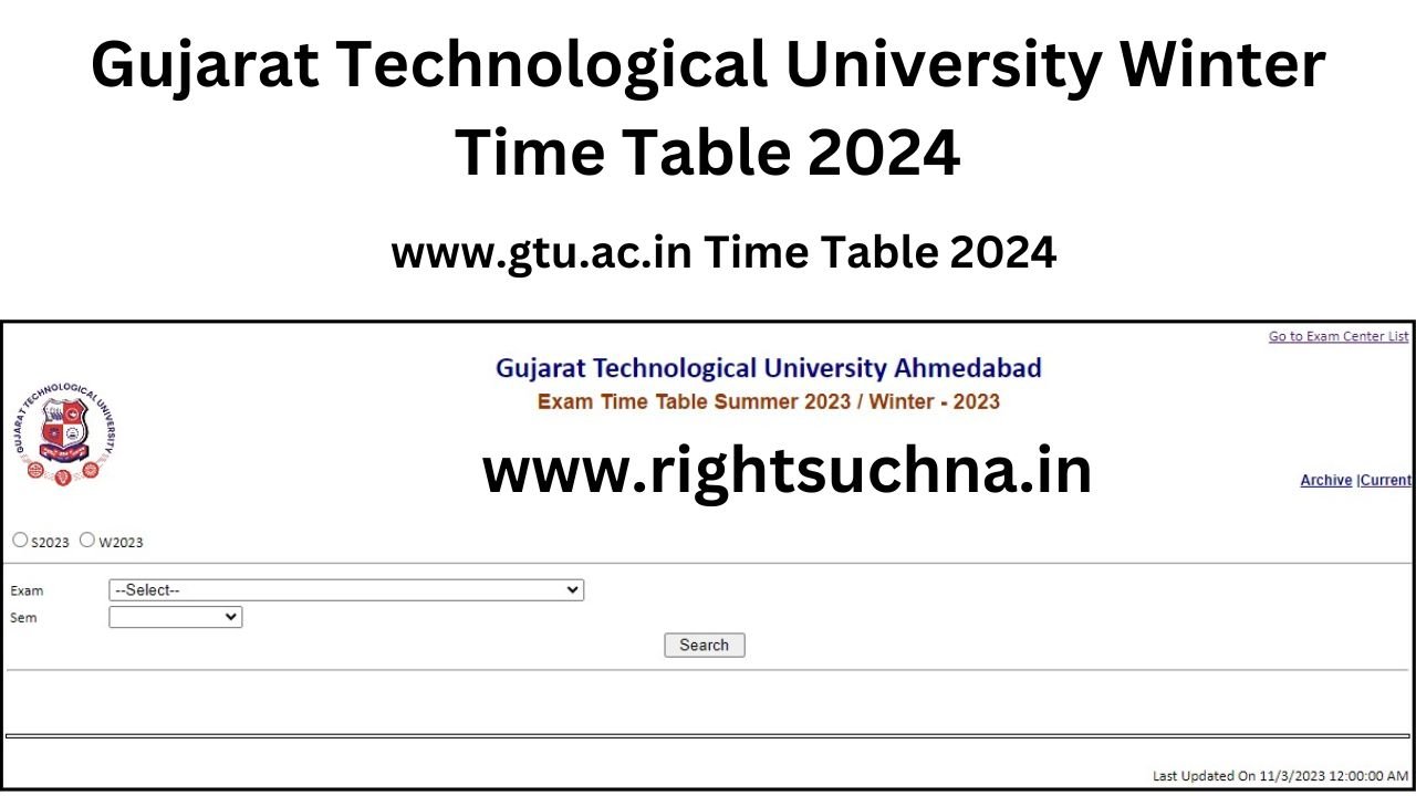 GTU Time Table 2024