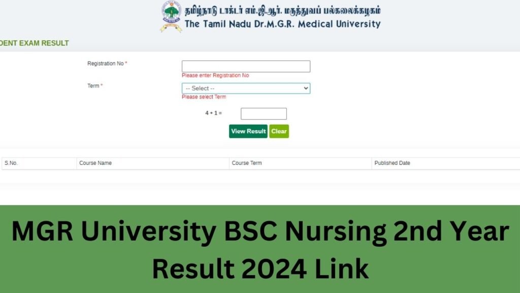 MGR University BSC Nursing 2nd Year Result 2024 Link | www.tnmgrmu.ac.in Result 2024 2nd year