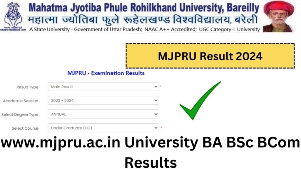 MJPRU Result 2024 | www.mjpru.ac.in University BA BSc BCom Results