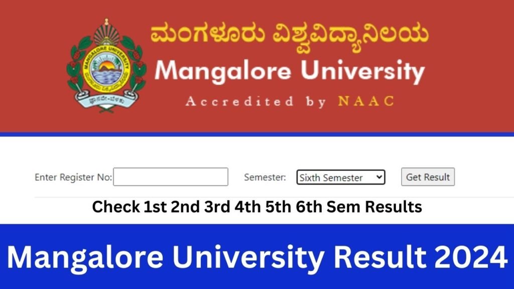 Mangalore University Result 2024 (JAN/FEB - 2024) 1st 2nd 3rd 4th 5th 6th Sem Results