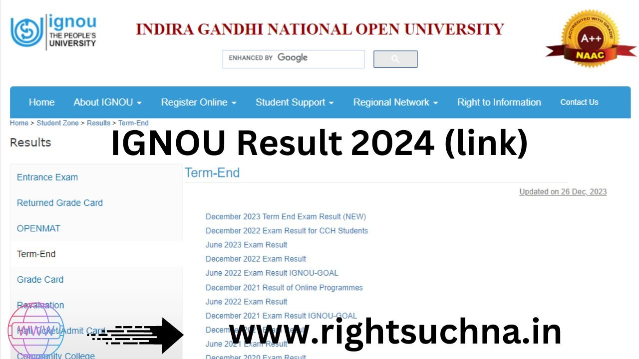 IGNOU Result 2024 (link)