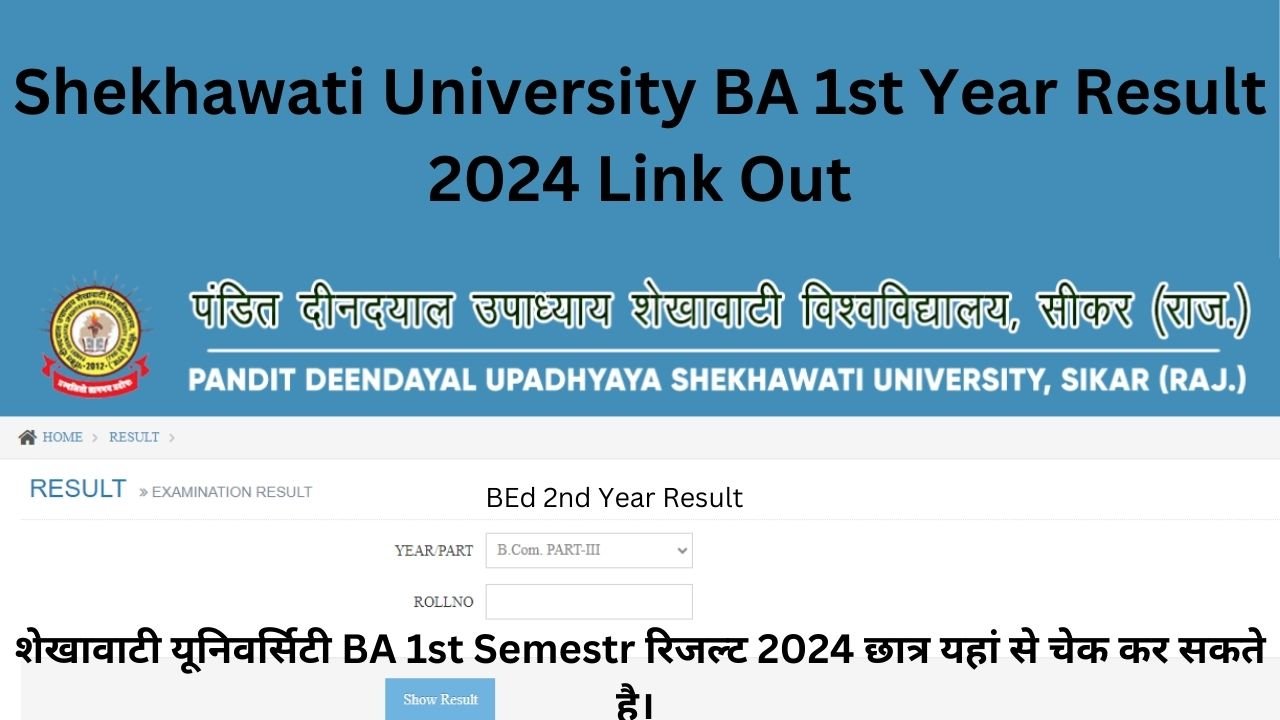 Shekhawati University BA 1st Year Result 2024 link out शेखावाटी यूनिवर्सिटी बीए 1st ईयर रिजल्ट 2024