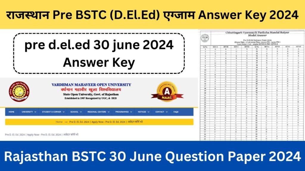 Rajasthan BSTC 30 June Question Paper 2024 [Solution] बीएसटीसी एग्जाम क्वेश्चन पेपर सलूशन पीडीऍफ़