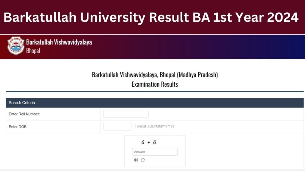 Barkatullah University Result BA 1st Year 2024 check here