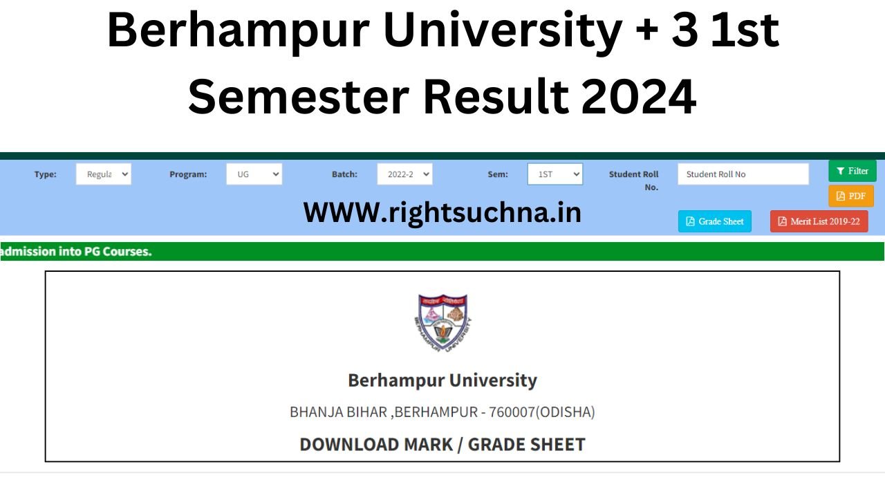 Berhampur University + 3 1st Semester Result 2024