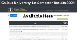 Calicut University 1st Semester Results 2024 | uoc.ac.in 1st sem Result 2024