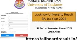 Lucknow University Result BA 1st Year 2024 - LU BA 1st Semester Resut 2024