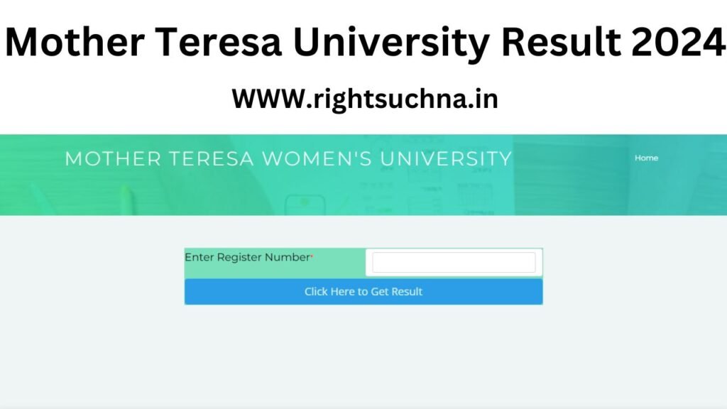 Mother Teresa University Result 2024