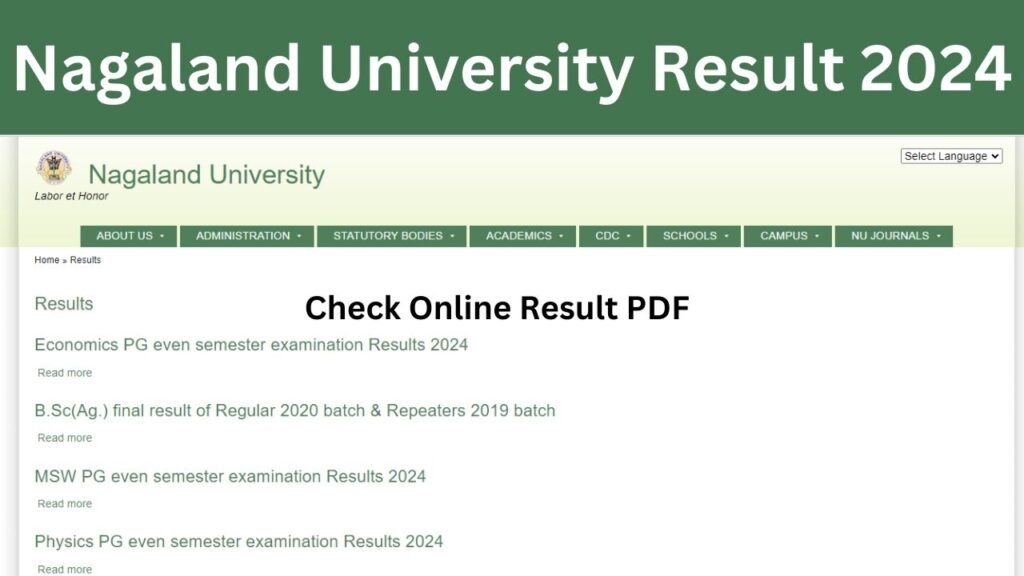 Nagaland University Result 2024 | www.nagalanduniversity.ac.in Result 2024
