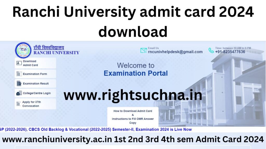 Ranchi University admit card 2024