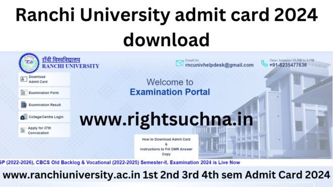 Ranchi University admit card 2024