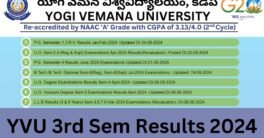 YVU 3rd Sem Results 2024 | Yogi Vemana University 3rd Sem Result 2024