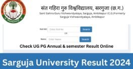 Sarguja University Result 2024 1st 2nd 3rd 4th Sem BA BSc @sargujauniversity.inSarguja University Result 2024