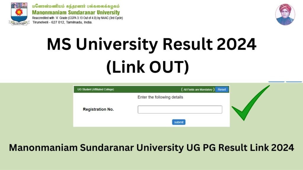 MS University Result 2024 (Link OUT) msuniv.ac.in UG & PG Results 2024