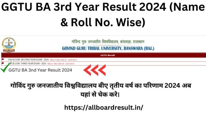 GGTU BA 3rd Year Result 2024 (Name & Roll No. Wise)