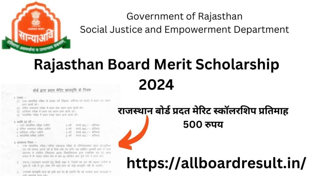 Rajasthan Board Merit Scholarship 2024