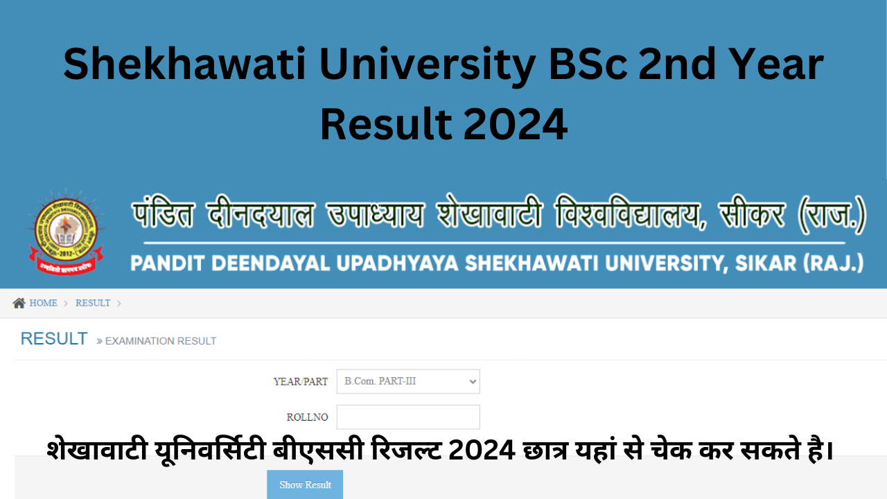 Shekhawati University BSc 2nd Year Result 2024 | शेखावाटी यूनिवर्सिटी बीएससी रिजल्ट 2024 Link